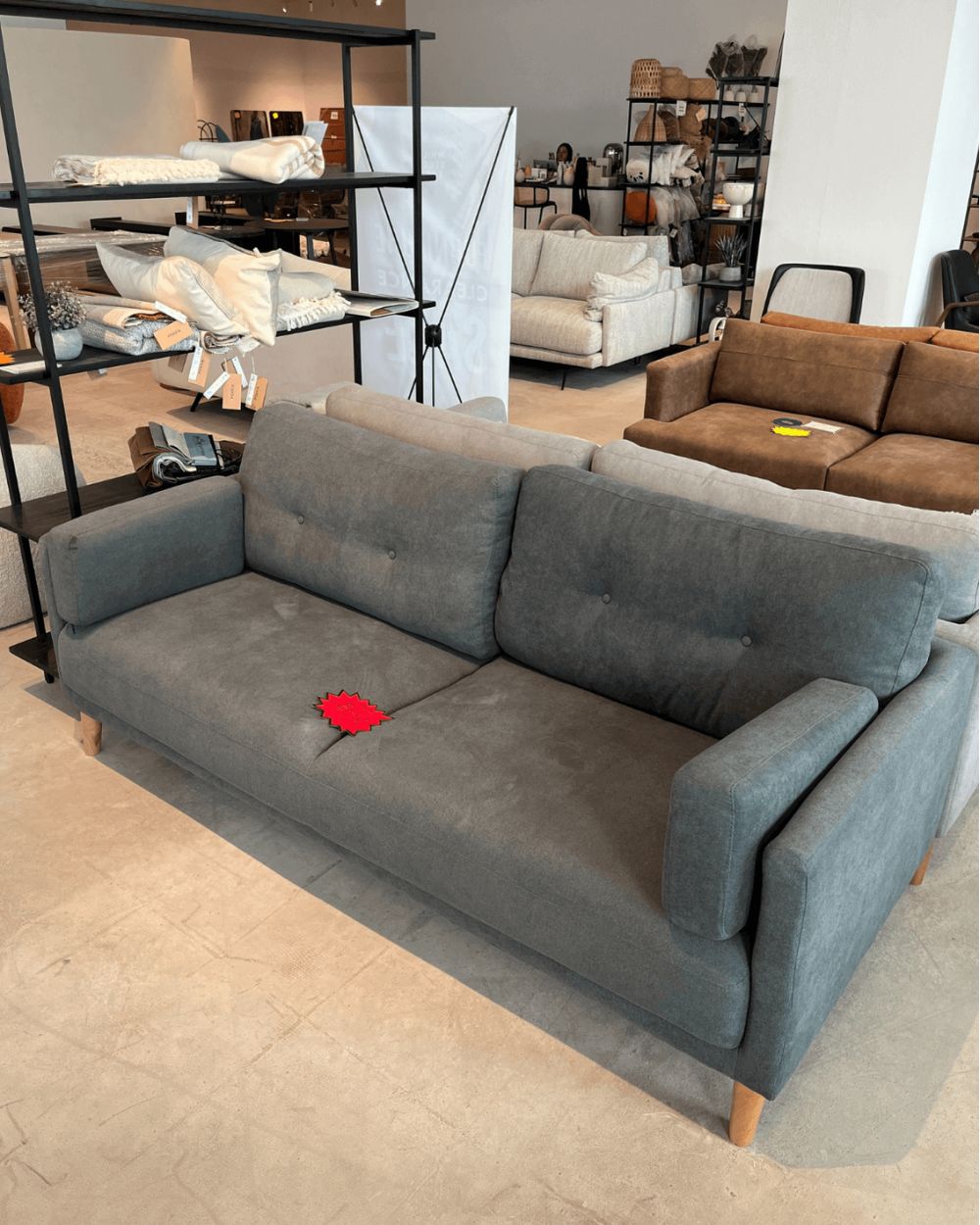 AS-IS | MYKO Sofa 3 Seater | Smokey Charcoal