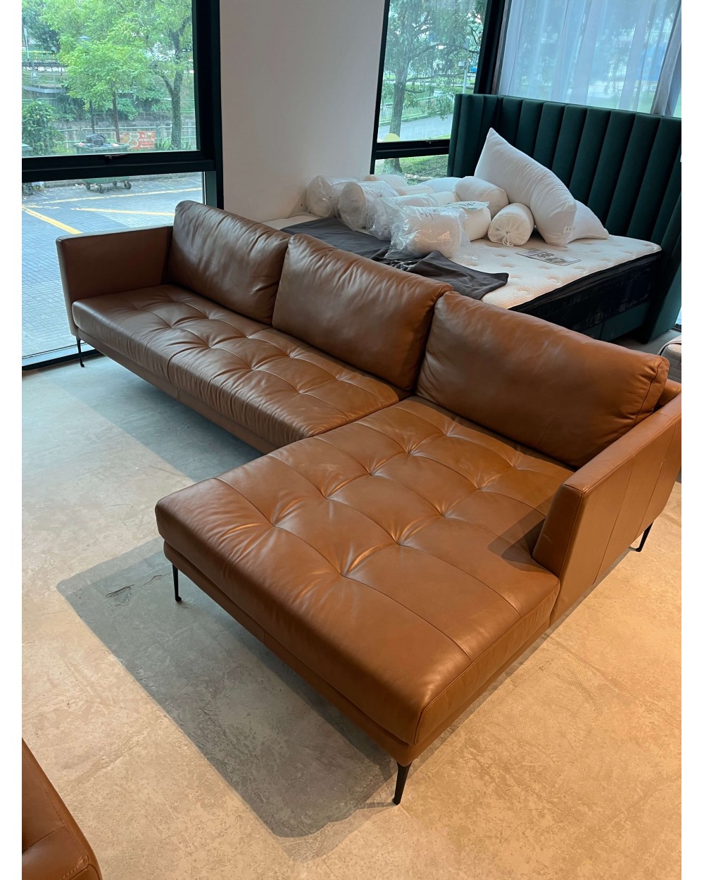 AS-IS | Hugo Full Genuine Leather L-Sofa